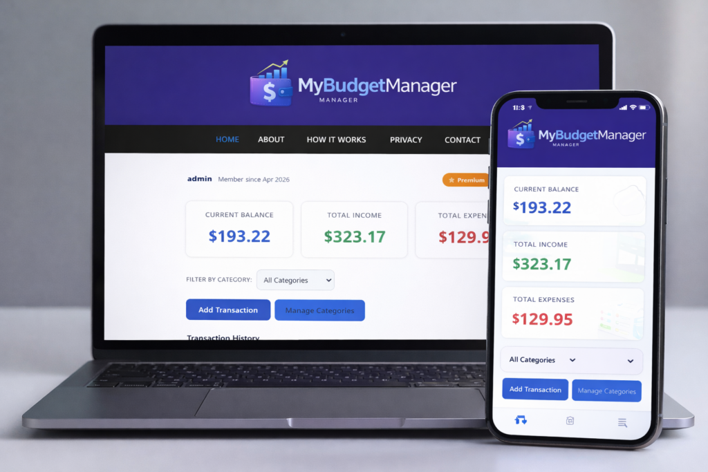 MyBudgetManager on laptop and mobile